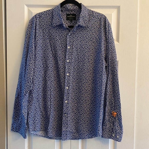 Rodd & Gunn Mens Large Navy Floral Long Sleevve Dress Shirt Italy - Picture 1 of 7